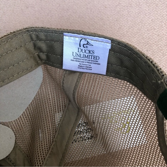 Ducks Unlimited Canvas Mesh Back Trucker Style Green Tan Cap - Picture 10 of 11